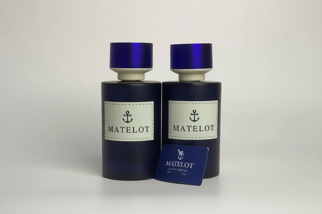 Two bottles of Matelot with a card on a white background, featuring the brand 'Xue Fei Ya'.