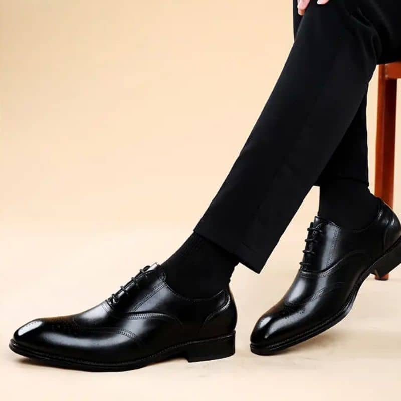 Black Polished Leather Oxford Shoe