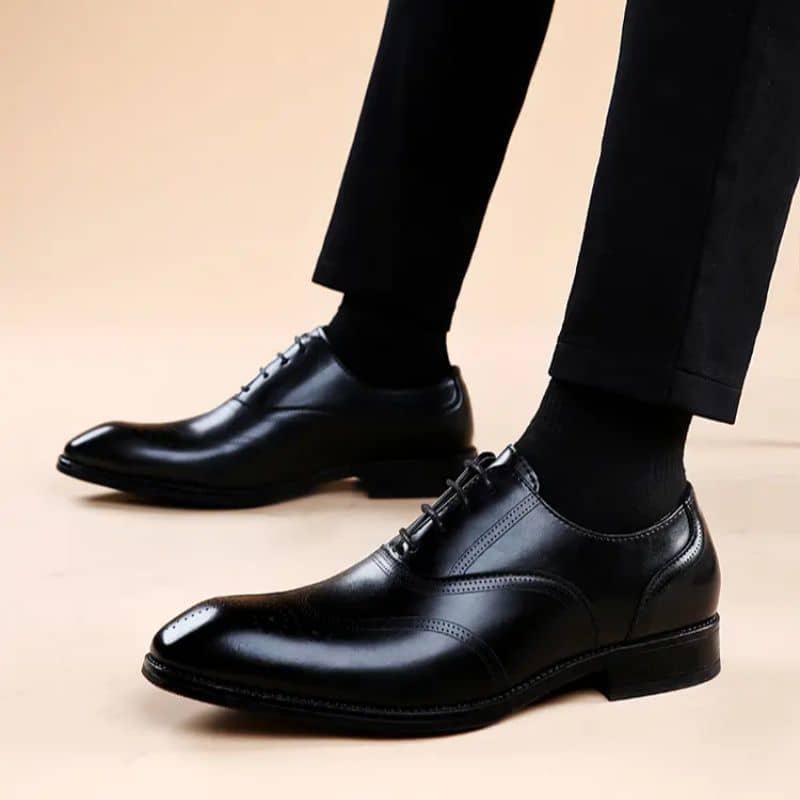 Black Polished Leather Oxford Shoe