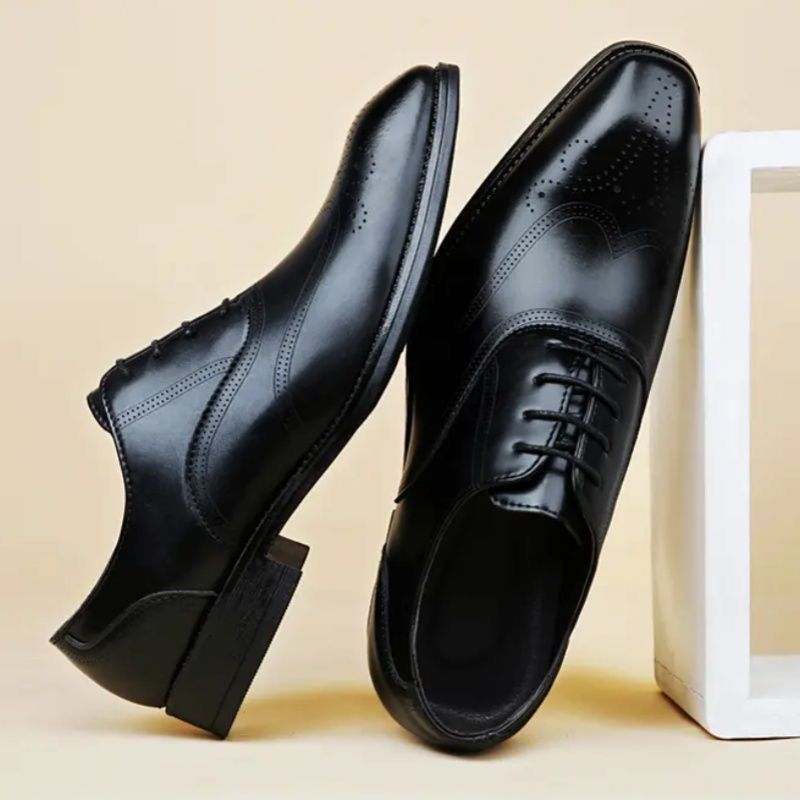 Black Polished Leather Oxford Shoe