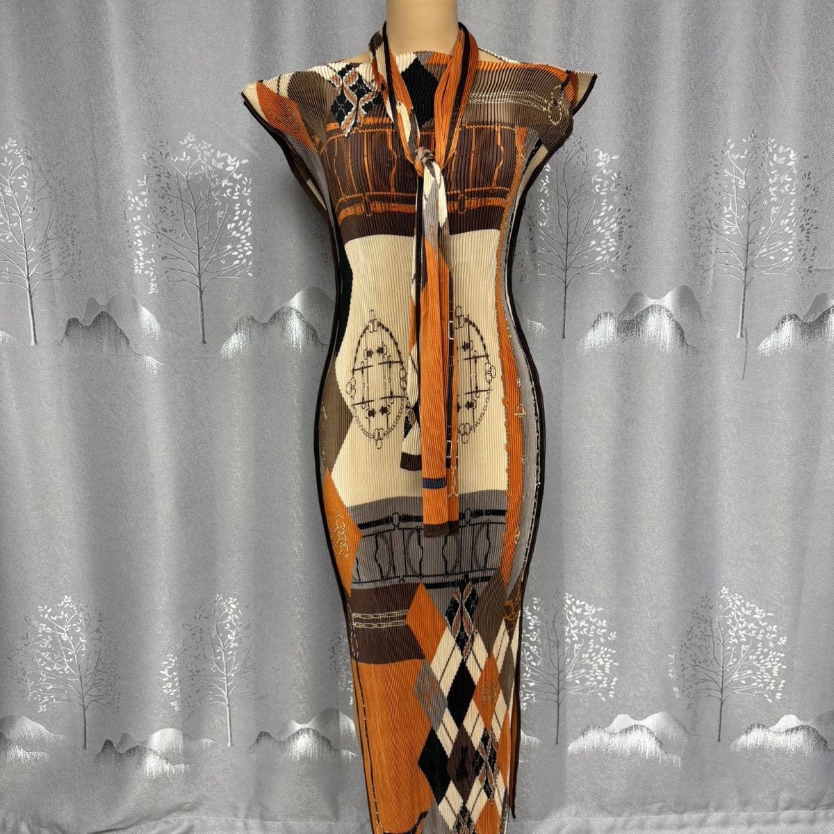 Muliticolored Stretchy African Women's Dress