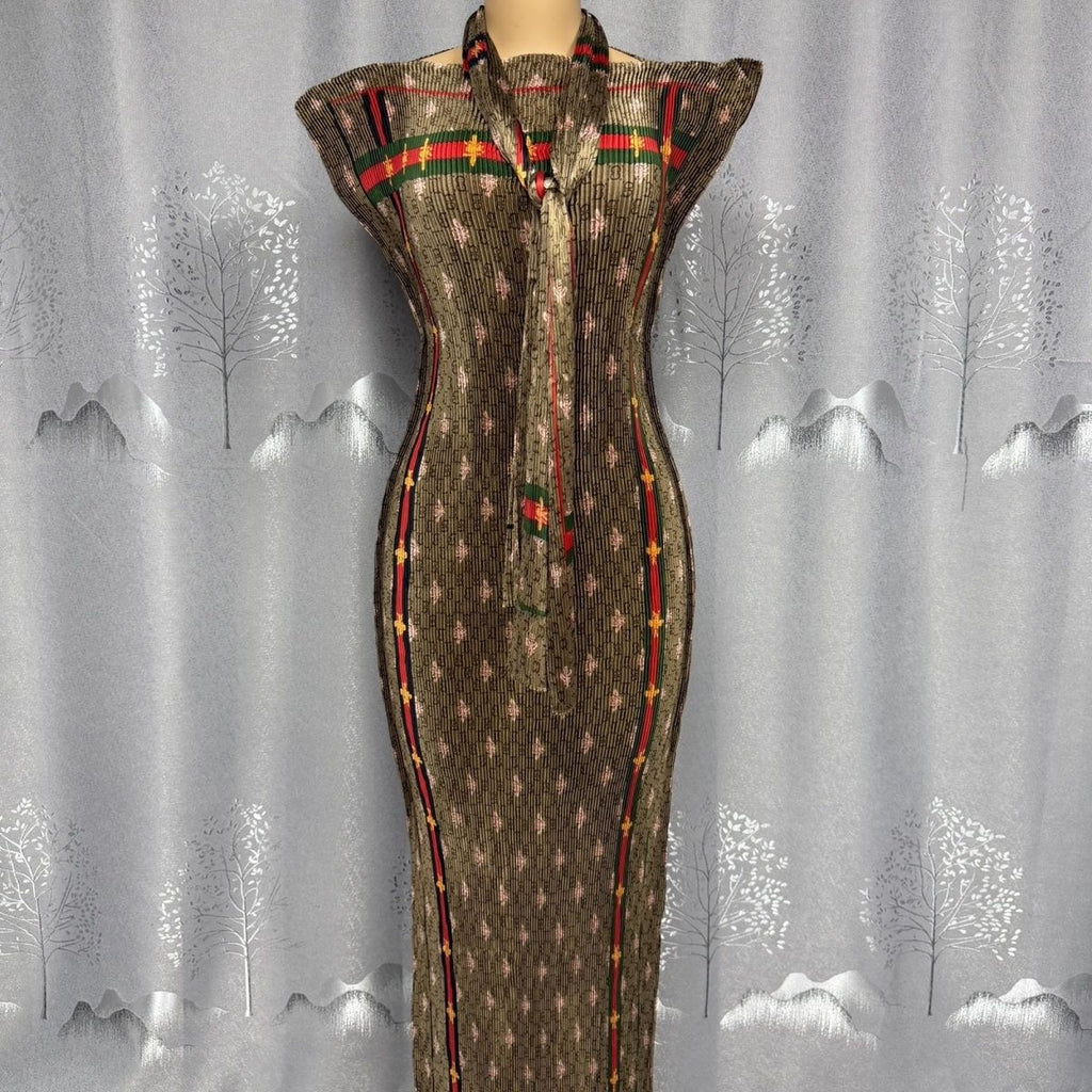 Muliticolored Stretchy African Women's Dress