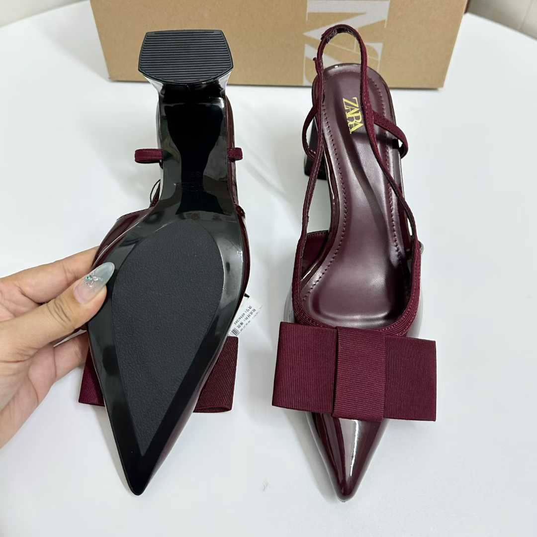 Zara Slingback Heeled Shoes with Bow Tie