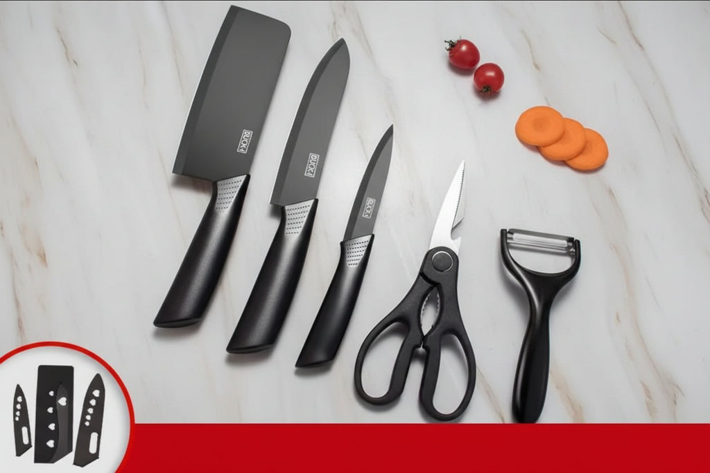 All black kitchen knife Set