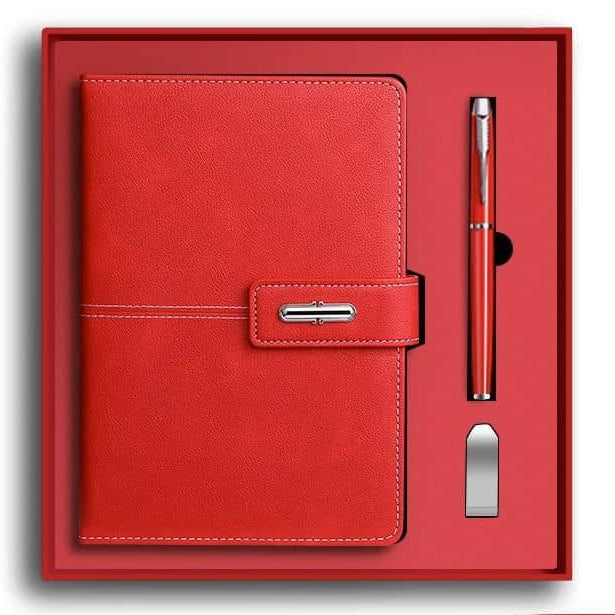 A5 Leather Notebook Gift Set with Flash Drive