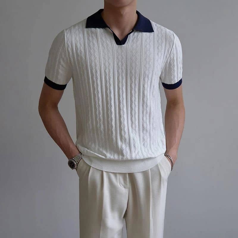 Men's Slim-fit Short Knit Polo Shirt