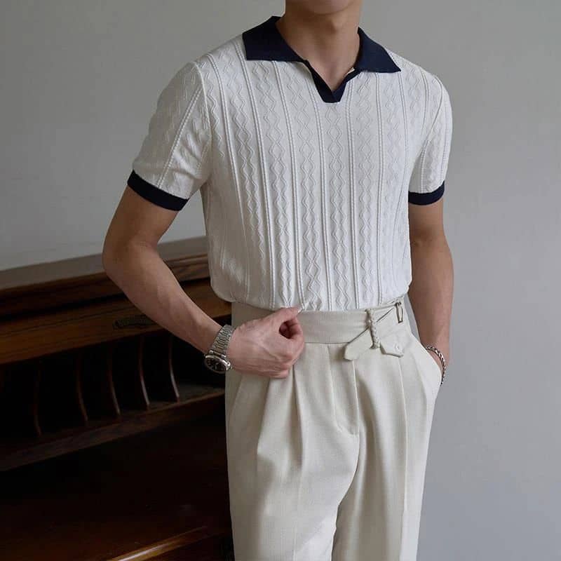 Men's Slim-fit Short Knit Polo Shirt
