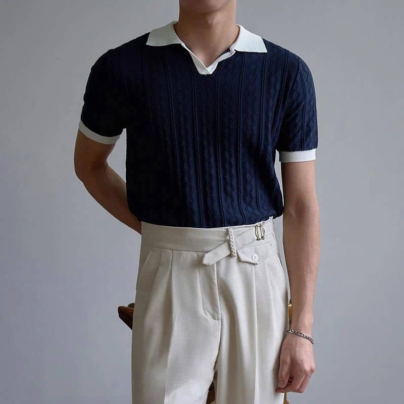 Men's Slim-fit Short Knit Polo Shirt