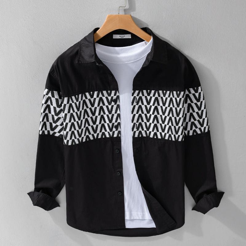 Men's Full Zip Patterned Cardigan Shirt