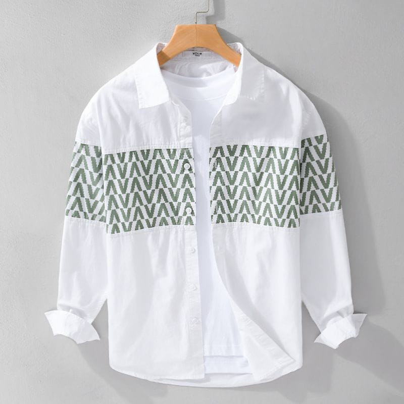 Men's Full Zip Patterned Cardigan Shirt