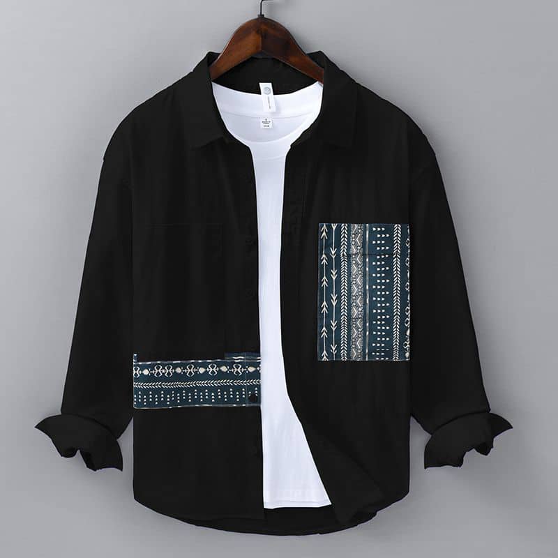 Men's Long Sleeve Casual Shirt with Patterns