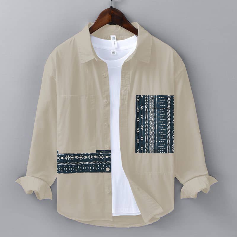 Men's Long Sleeve Casual Shirt with Patterns