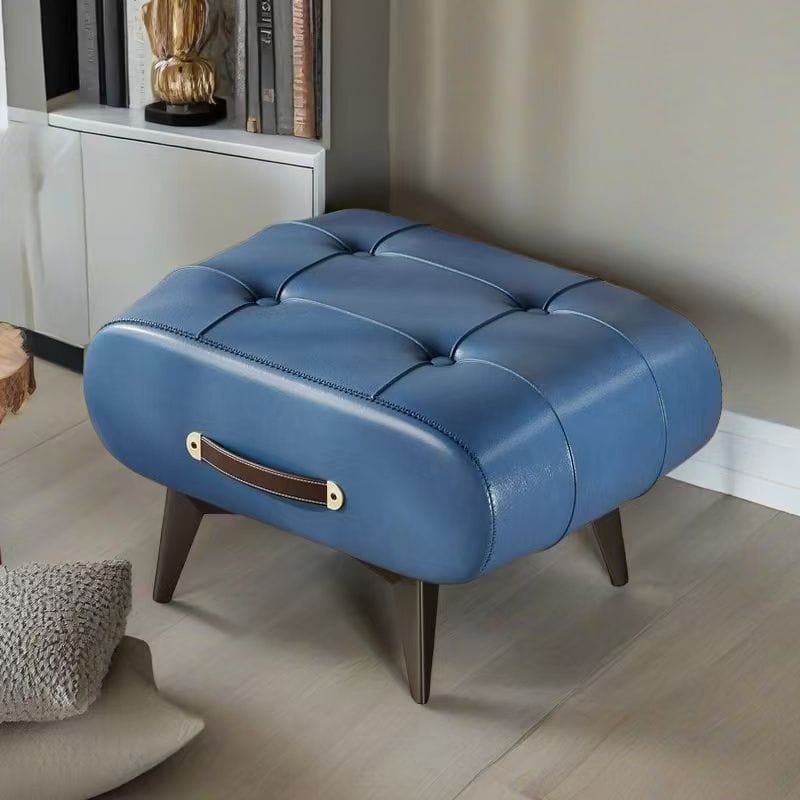 Faux Leather Tufted Footstool