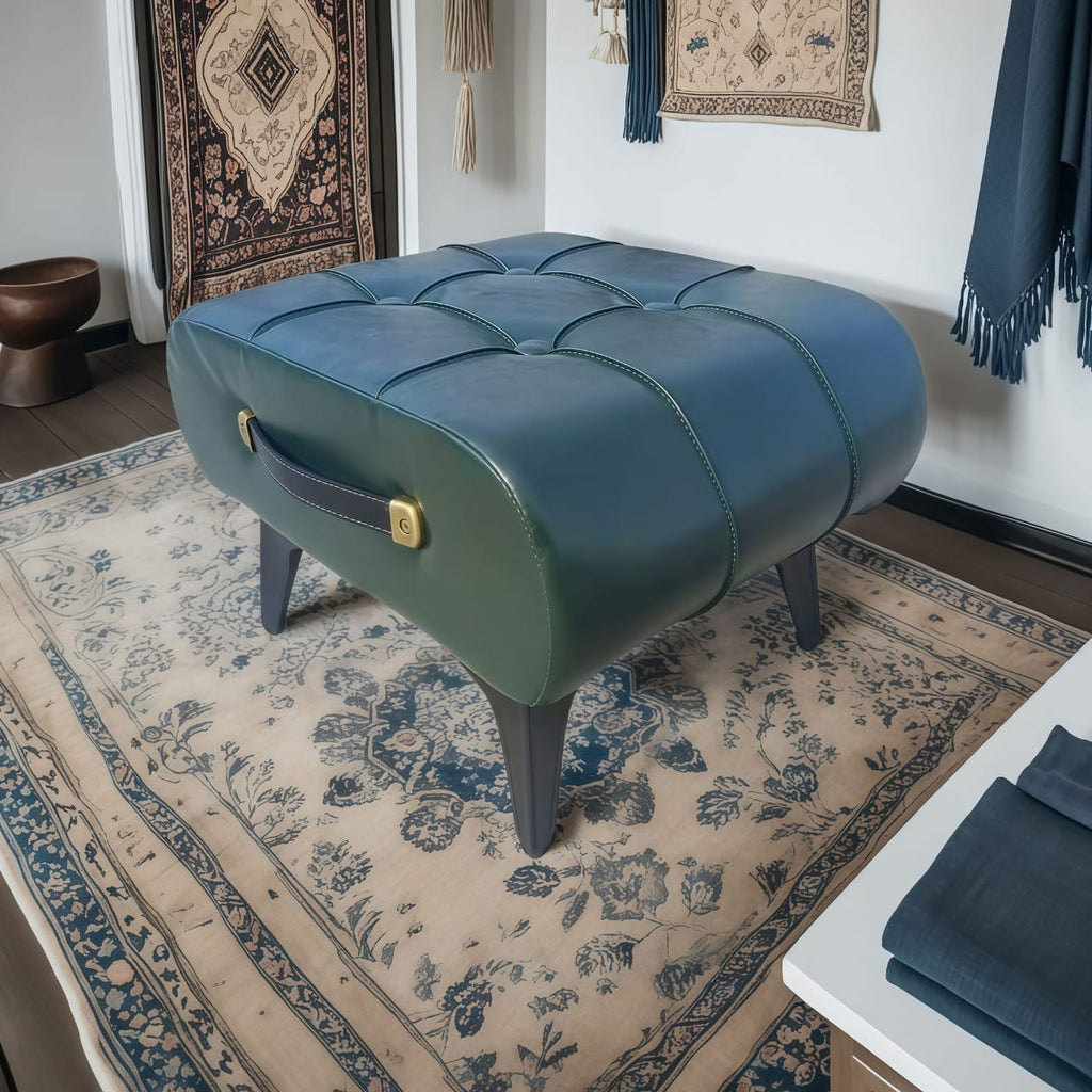 Faux Leather Tufted Footstool