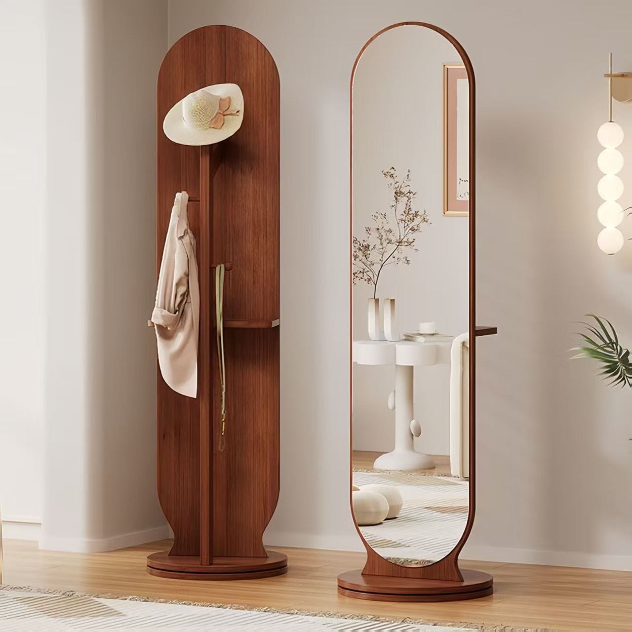 Rotating Full-length Mirror & Coat Rack Combo