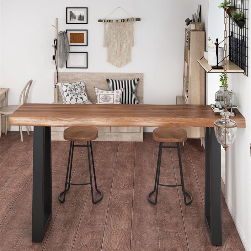 Natural Wood Sled Base Bar Table