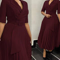 Women's Elegant Pleated Straight Dress
