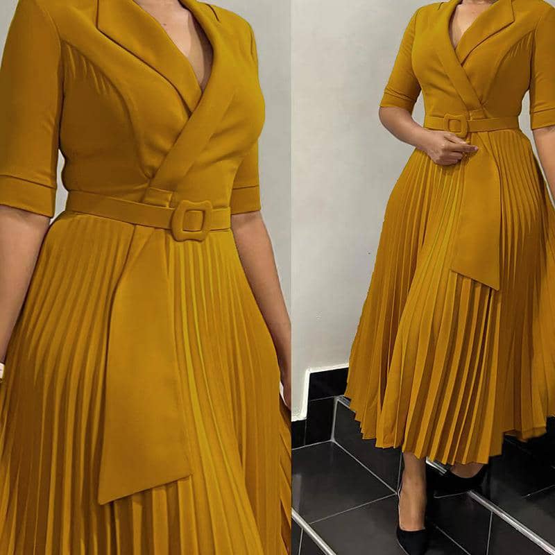 Women's Elegant Pleated Straight Dress
