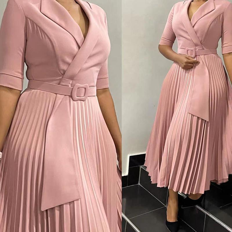 Women's Elegant Pleated Straight Dress