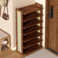 Wooden Multi-tier Shoe Rack with Rattan Side Panels