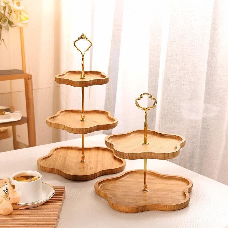 Three-tier wooden serving stand