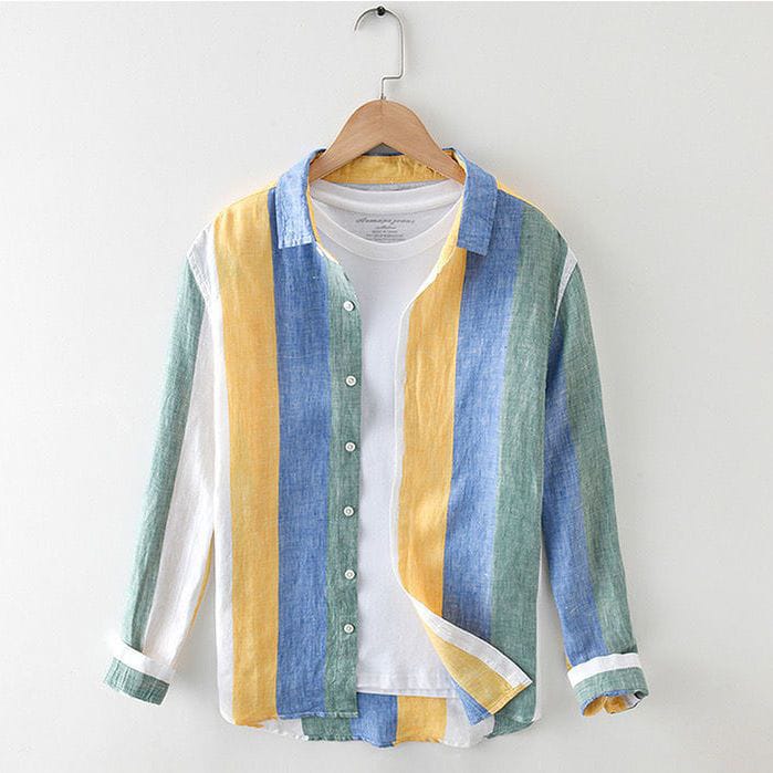 Striped Linen Long Sleeve Shirt