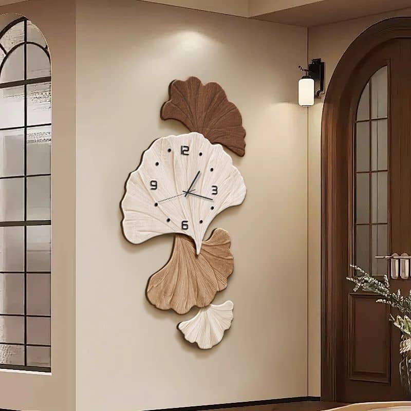 3D Ginkgo Leaf Design Wall Clock