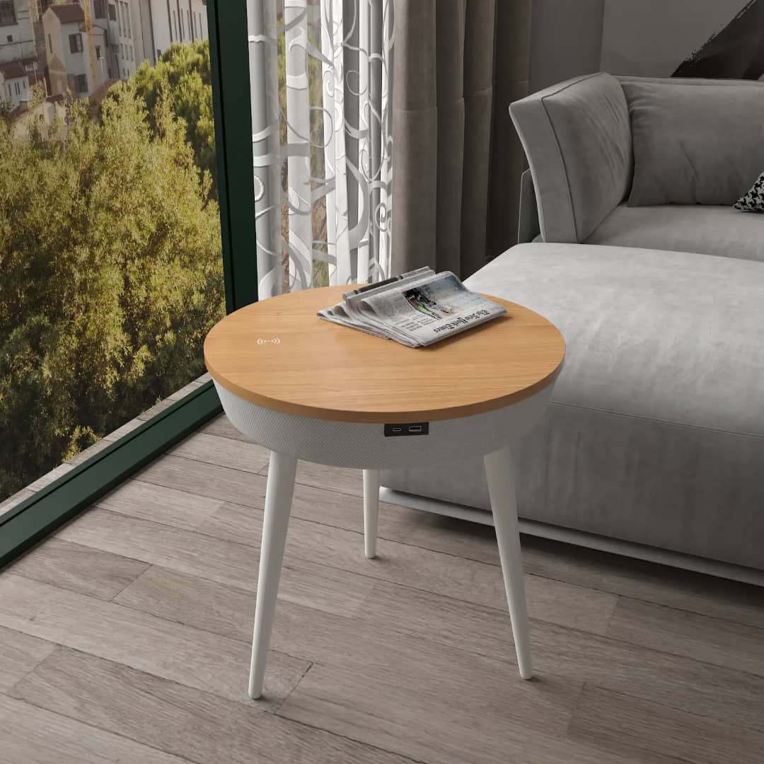 Bluetooth Speaker Table with Wireless Charging