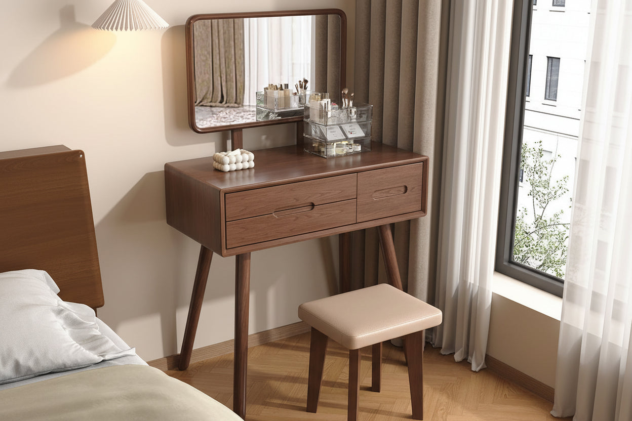 Wooden Dressing Table with Mirror