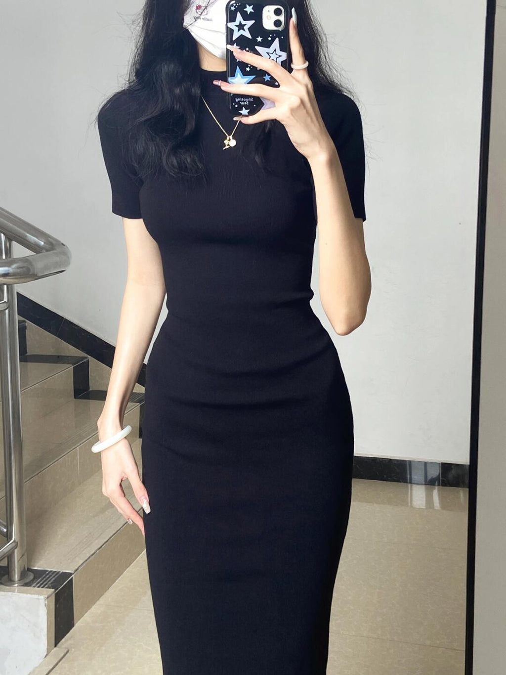 Black Fluid Jersey Dress