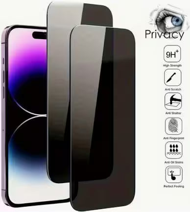 2pcs Privacy Screen Protector Tempered Glass for iPhone 11 - 15 Pro Max