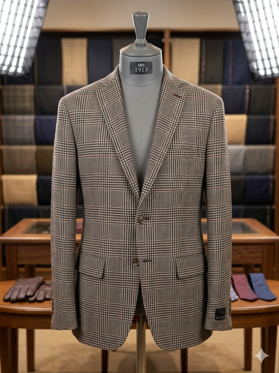 Brown & Beige Patterned Blazer